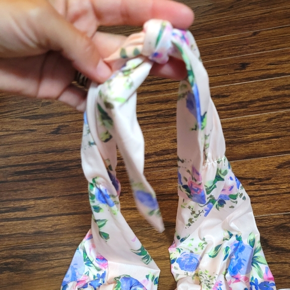 Zara NEW Halter Cropped Top Pink Purple Floral Pattern Zipper Side Size Small - Picture 9 of 15